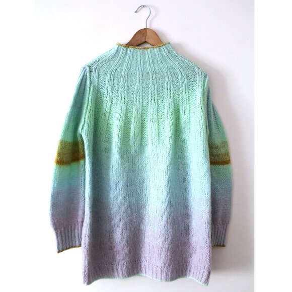 Anthropologie Perri Ombre Tunic Sweater / Small / Mint Purple Wool Alpaca Long - Picture 4 of 11